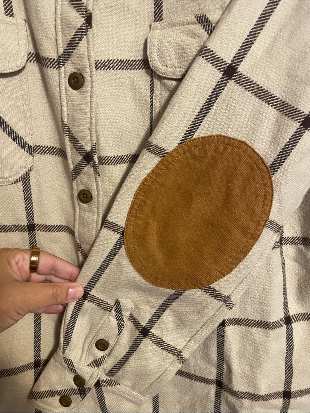 Faherty Daly Shirt Brown Plaid and Corduroy Shirt Shacket Sz L - Picture 3 of 10